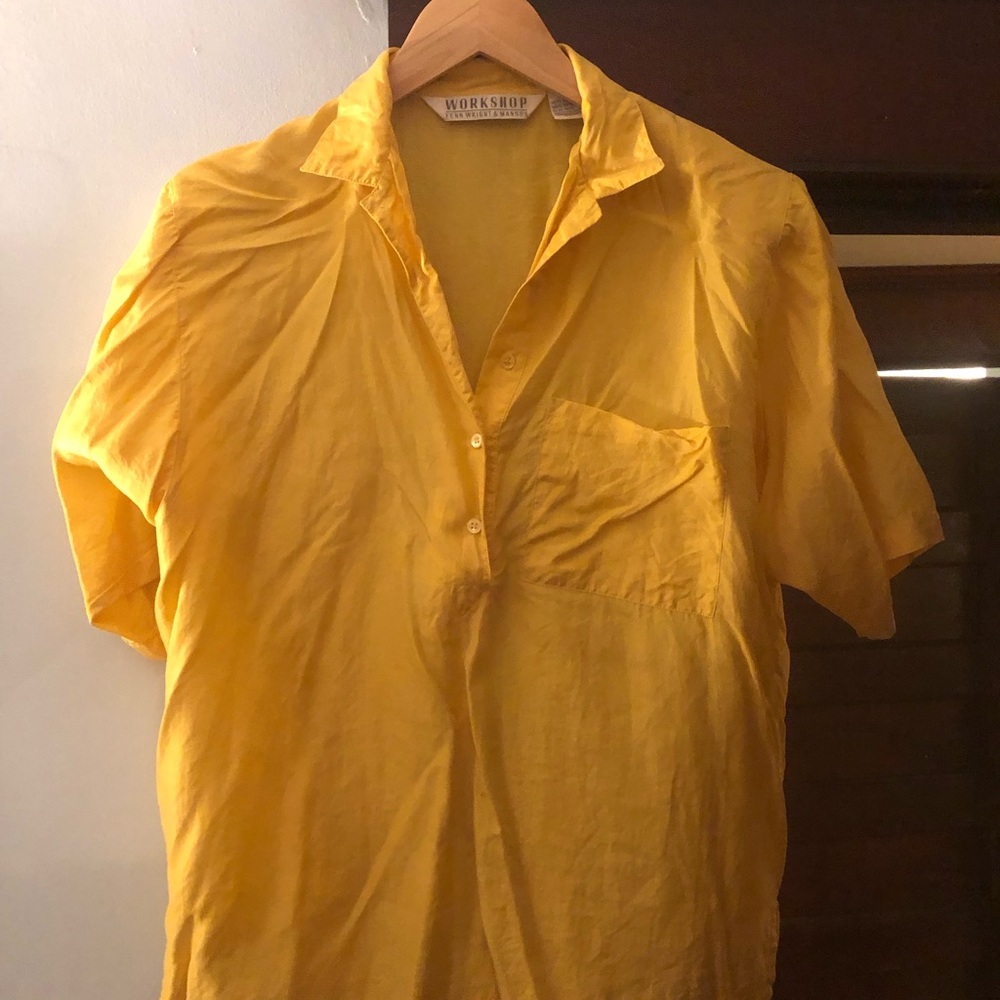 Vintage silk Short Sleeve Shirt in Yellow